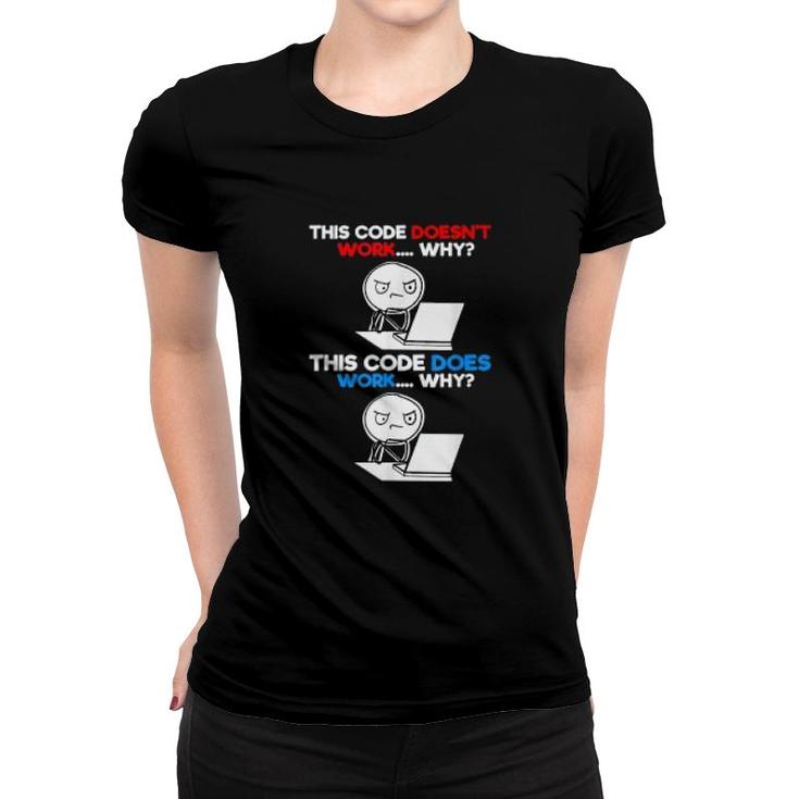 Funny Programmer Code Works Why Meme T-Shirt | Mazezy