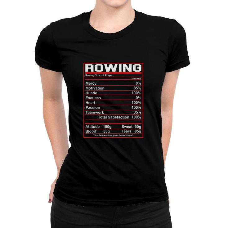 Funny Rowing Nutrition Facts Rower Team Women T-shirt