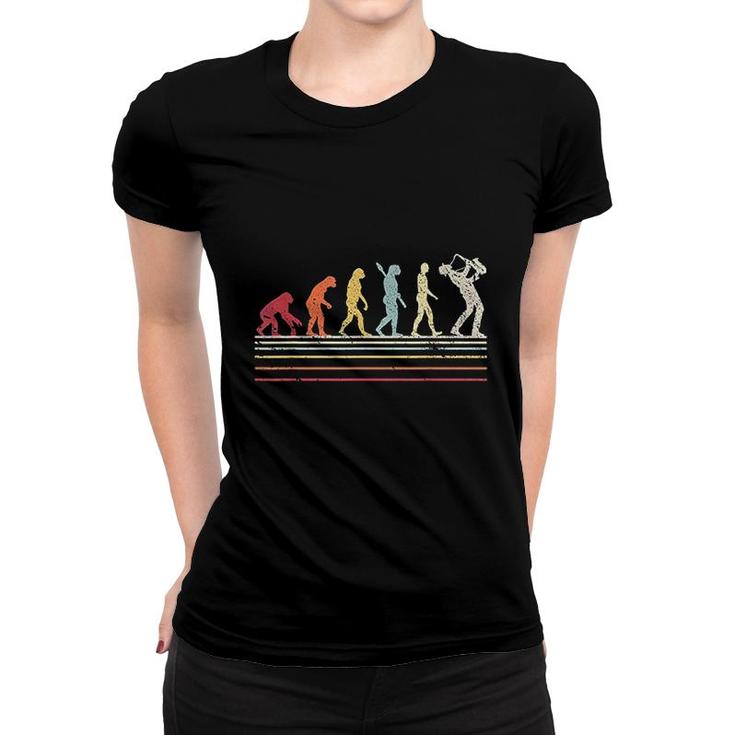Funny Saxophone  Retro Vintage Evolution Of Man Women T-shirt