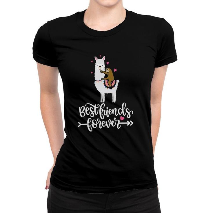 Funny Sloth Cute Llama Best Friends Forever Animal Lover Women T-shirt