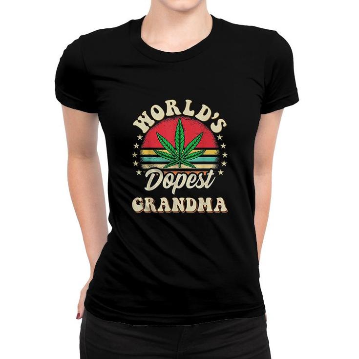 Funny Weed Pot Vintage Matching Worlds Dopest Grandma  Women T-shirt