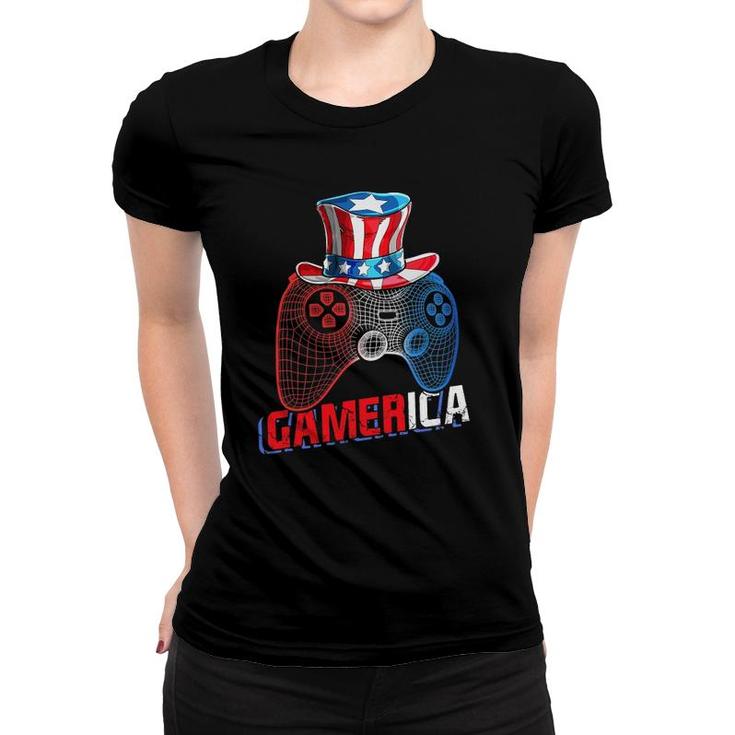 Gamerica 4Th Of July Video Game American Flag Uncle Sam Boys Women T-shirt