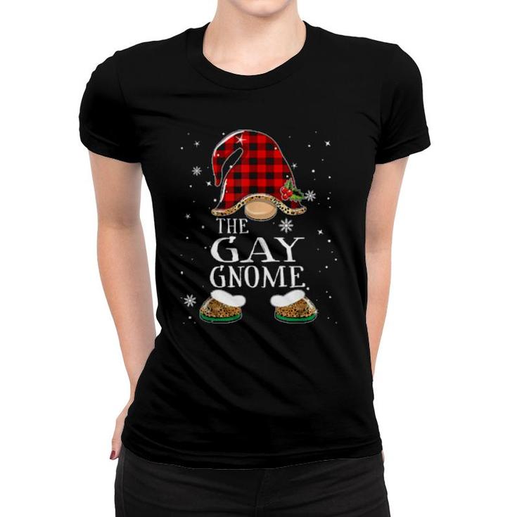 Gay Gnome Buffalo Plaid Matching Family Christmas Pajama  Women T-shirt