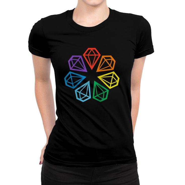 Gay Pride Lgbt Rainbow Minimalist Polygon Diamonds  Women T-shirt