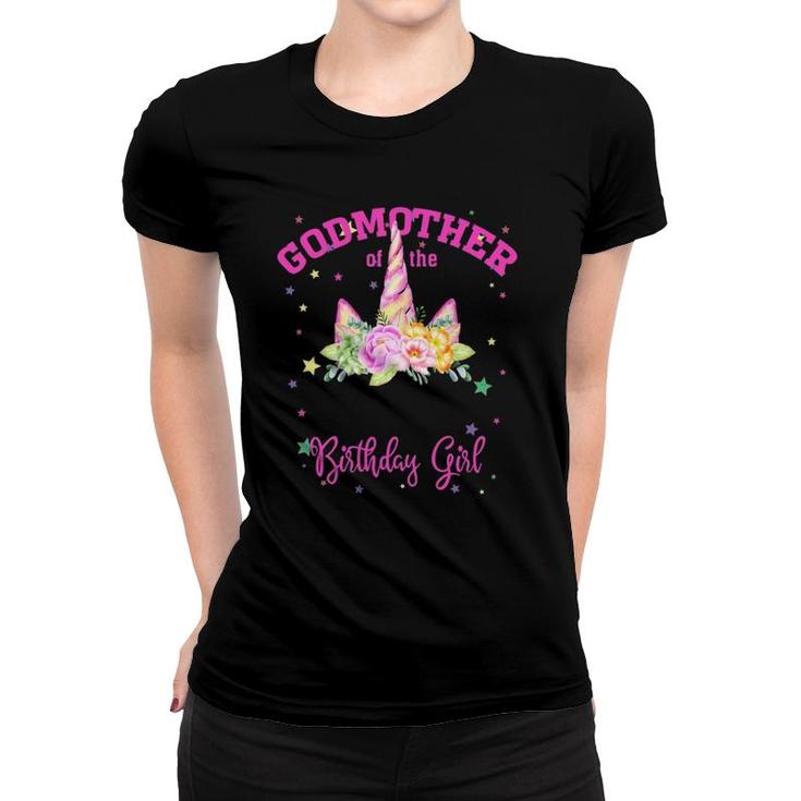 Godmother Of The Birthday Girl Unicorn Lashes Gift Women T-shirt