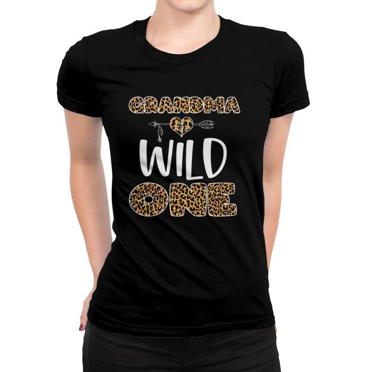 Grandma Of The Wild One Leopard Print 1St Birthday Women T-shirt