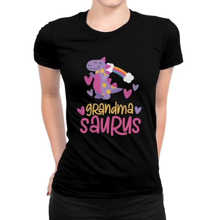 Grandma Saurus T Rex Dinosaur Rainbow Women T-shirt