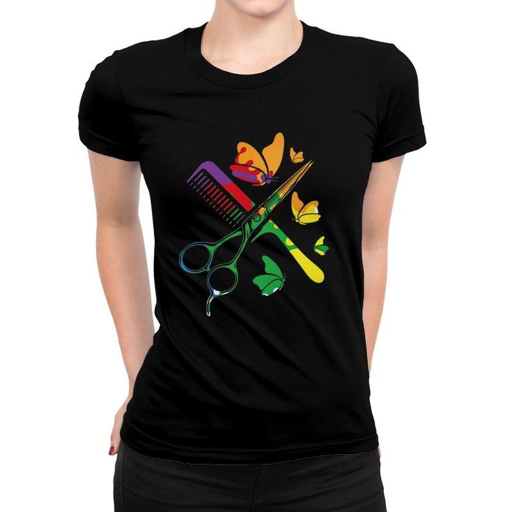 Hairdresser Gay Pride Lgbtq Scissors Cool Beautician Gifts Women T-shirt