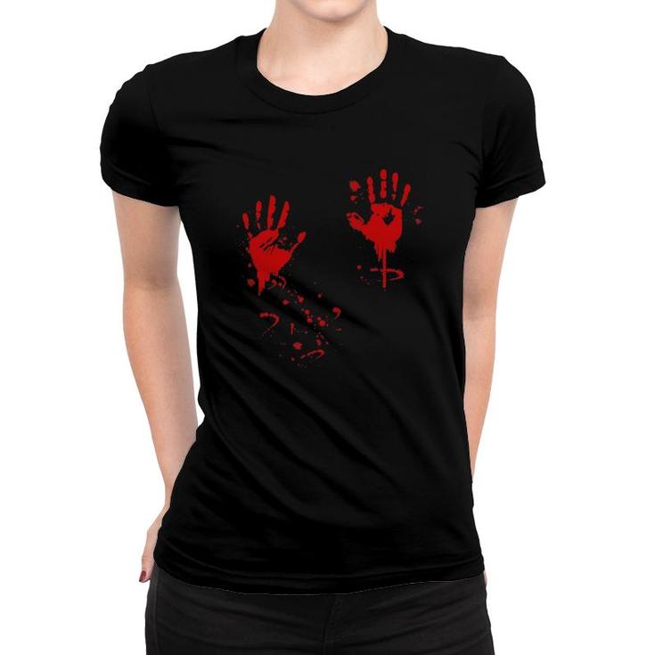 Halloween Bloody Hands Blood Splatter Gift Idea Women T-shirt