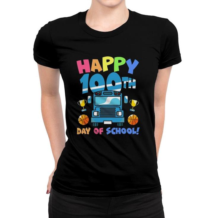 Happy 100Th Day Of School Truck Boys Kids 100 Days Of School Women T-shirt