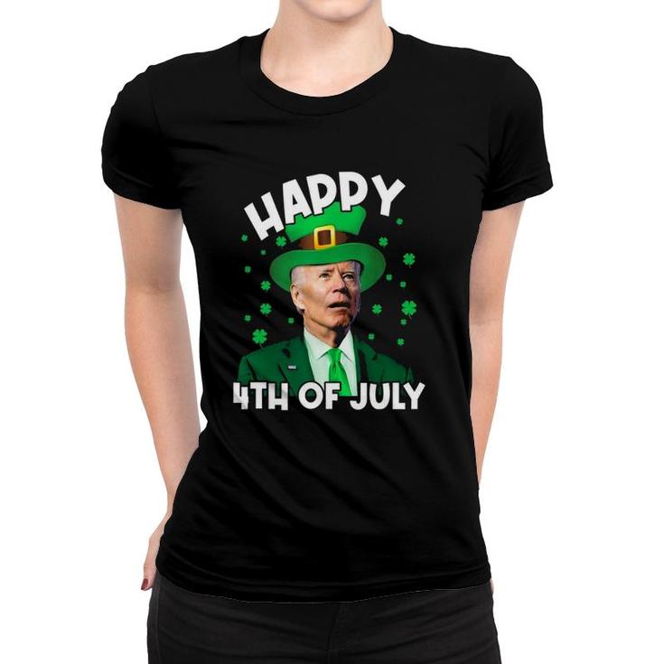 Happy 4Th Of July Biden Leprechaun Shamrock St Patrick's Day Women T-shirt