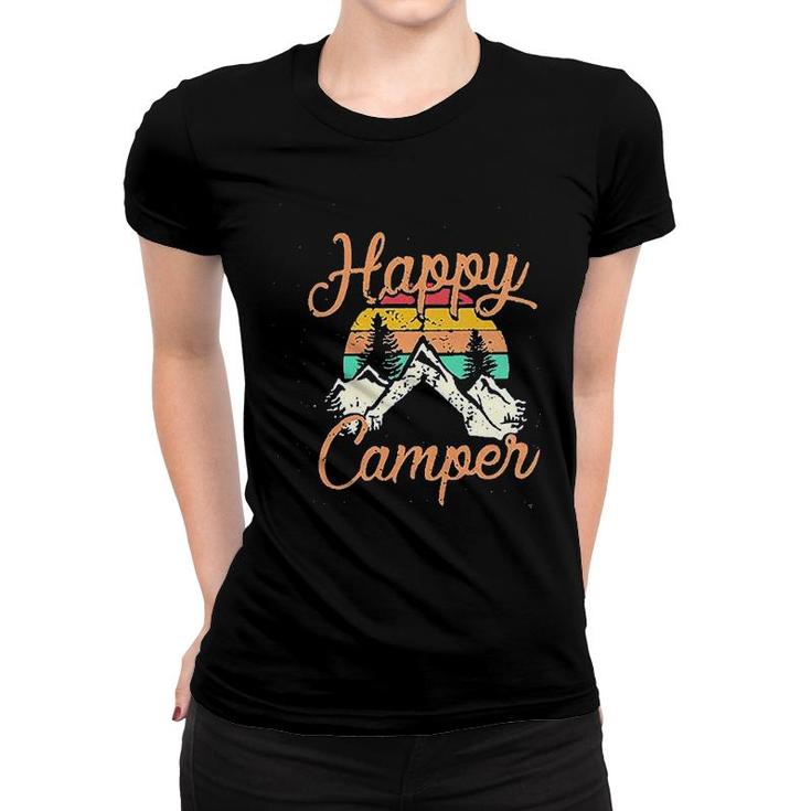 Happy Camper Funny Cute Graphic Letter Print Women T-shirt