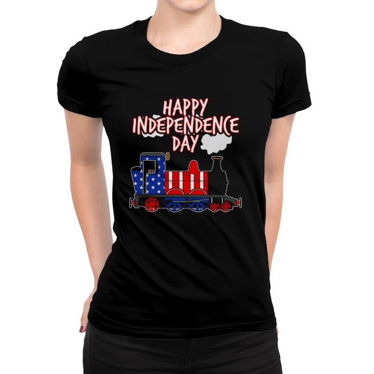 Happy Independence Day Train American Flag Usa 4Th July Women T-shirt