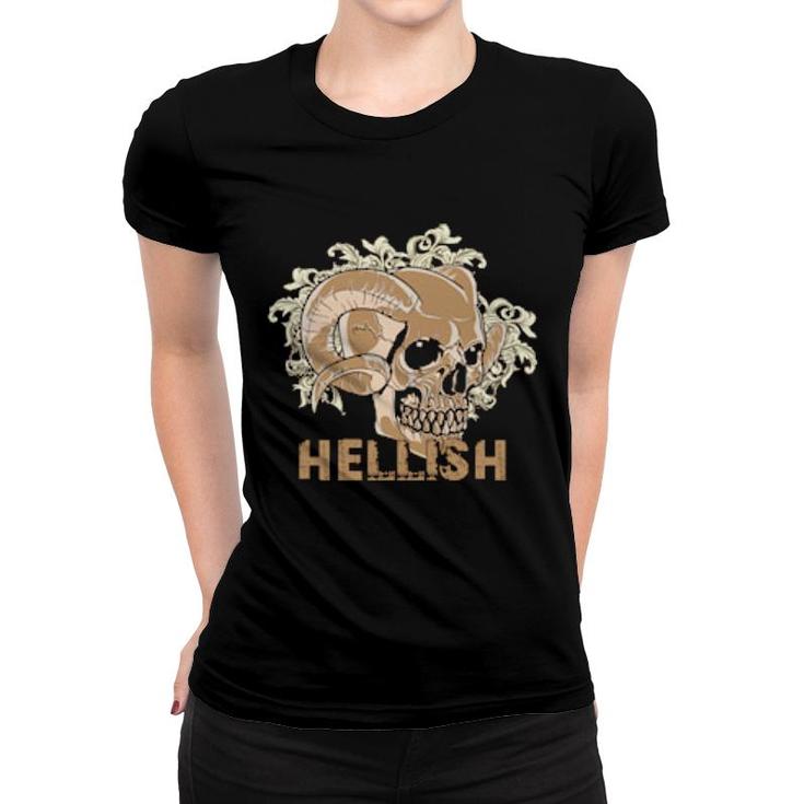 Hellish Brown Skull Head With Pattern Women T-shirt