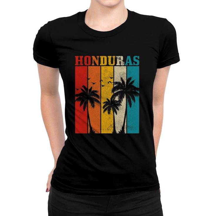Honduras Vintage Palm Trees Surfer Souvenir Women T-shirt