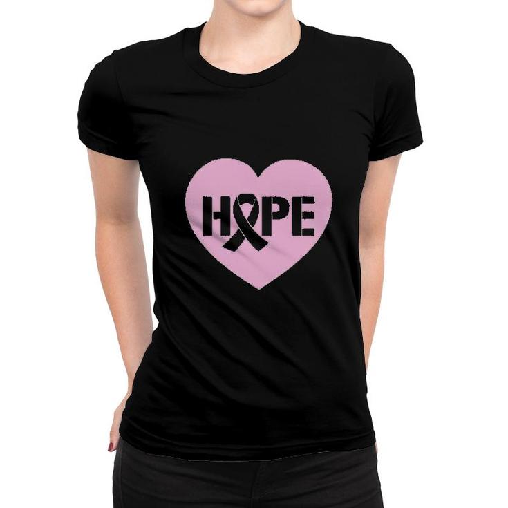 Hope Awareness Heart Shaped Ribbon Women T-shirt