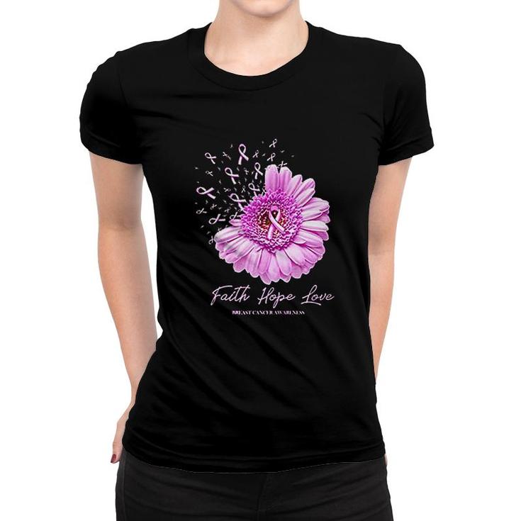 Hope Love Awareness Flower Pink Women T-shirt