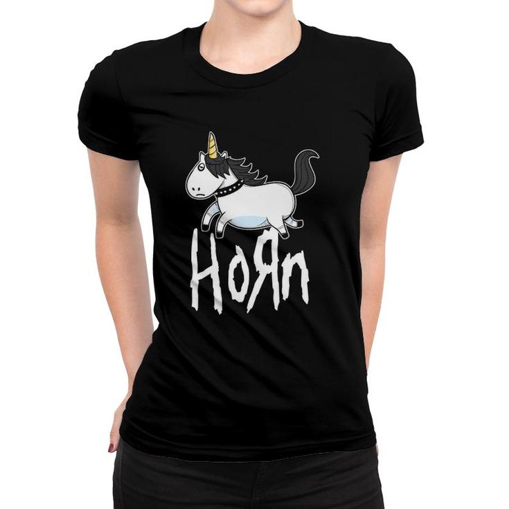 Horn Funny Emo Unicorn Heavy Rock Band Fan Women T-shirt