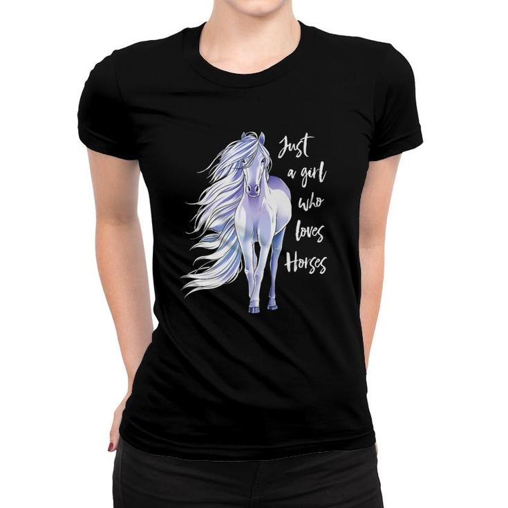 Horse Just A Girl Who Loves Horseback Riding Equestrian Farm Premium Women T-shirt