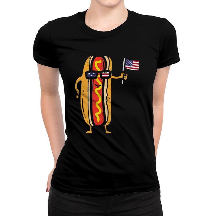 Hotdog Sunglasses American Flag Usa Funny 4Th Of July Fourth Women T-shirt