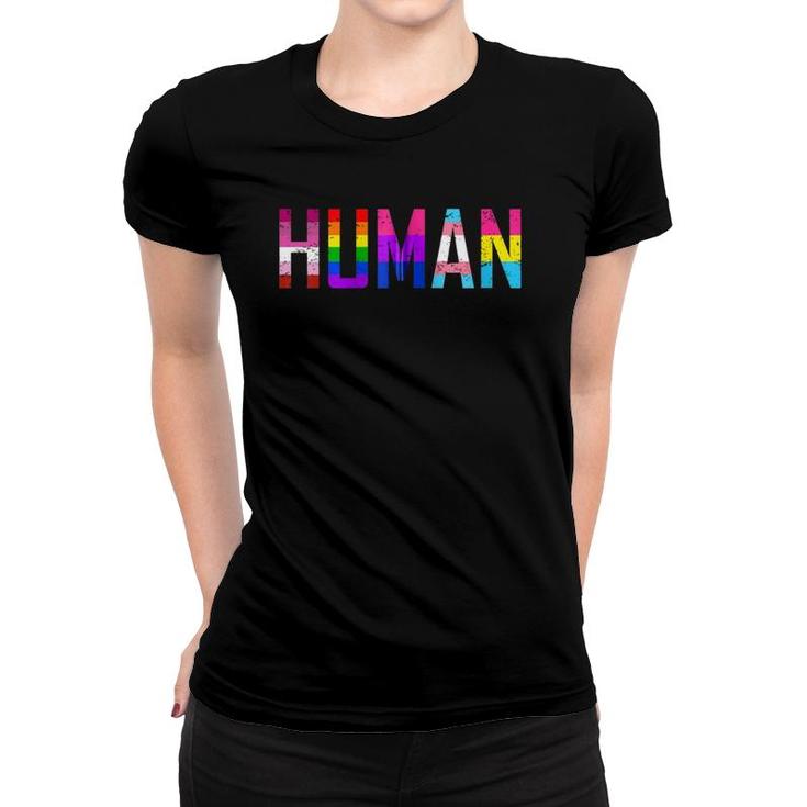 Human Flag Lgb Gay Pride Month Transgender Zip Women T-shirt