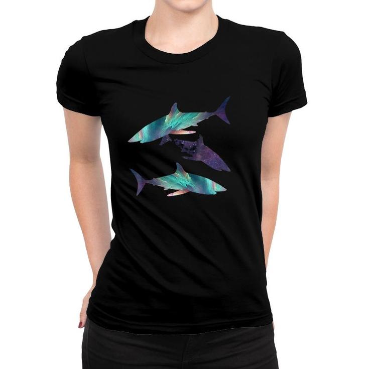 Hungry Colorful Space Sharks For Men, Women Or Kids Women T-shirt