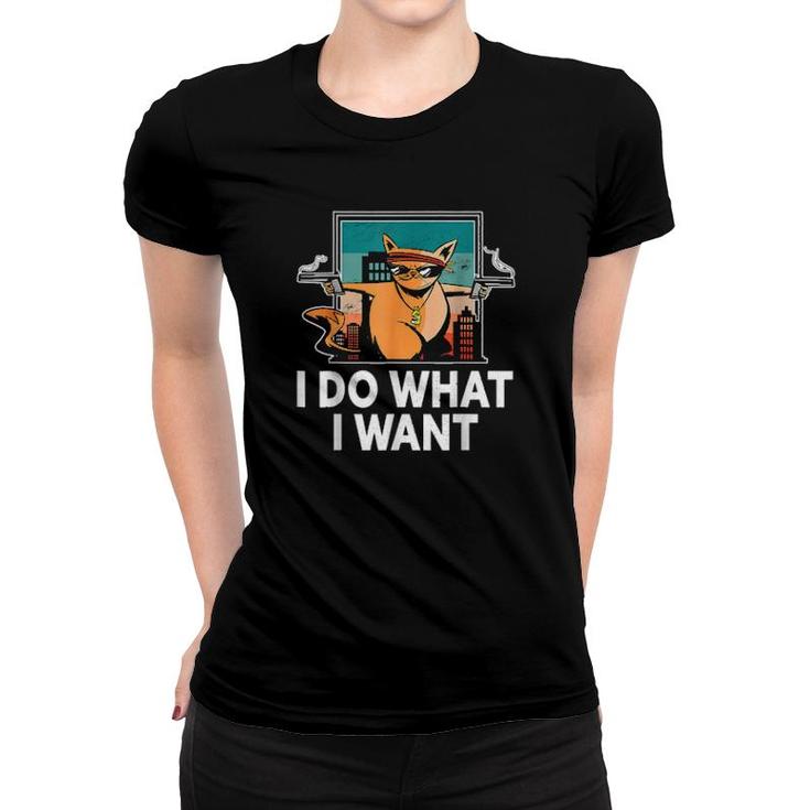 I Do What I Want Cat Long  Women T-shirt