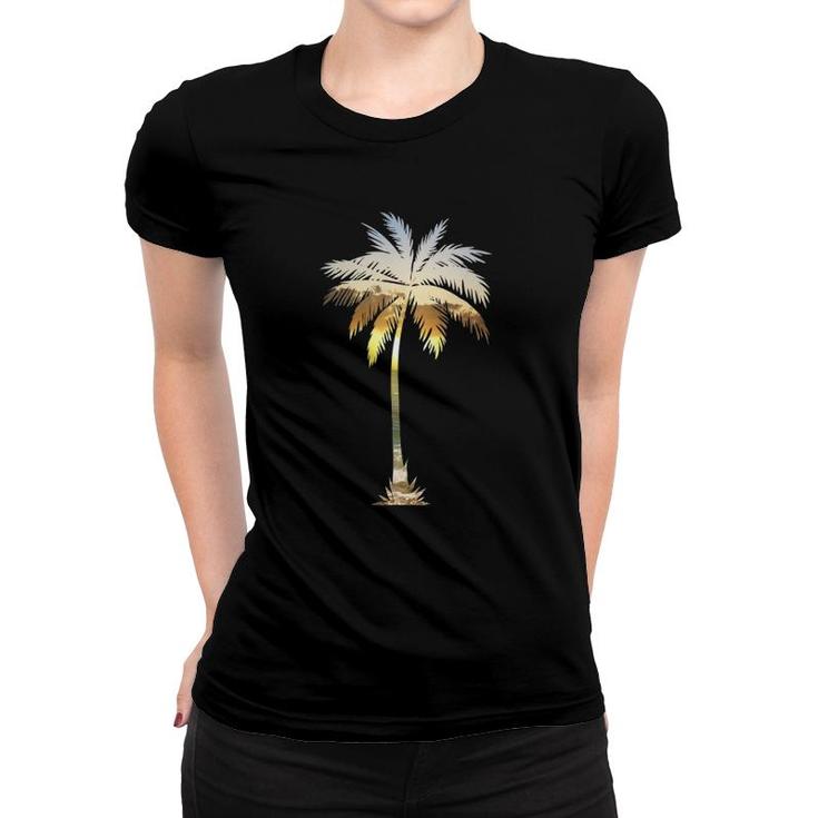 I Live Life Palm Tree Silhouette Tropical Beach Sunset Women T-shirt