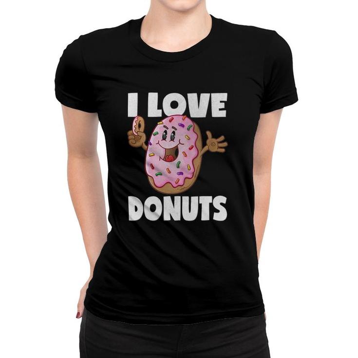 I Love Donuts Funny Vintage Baked Fried Donut Love Women T-shirt