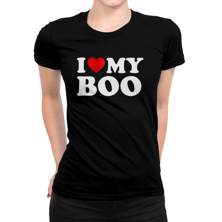 I Love My Boo Boyfriend Bf Red Heart Zip Women T-shirt