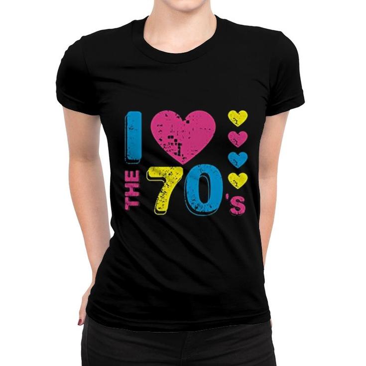 I Love The 70s Colorful Hearts Women T-shirt