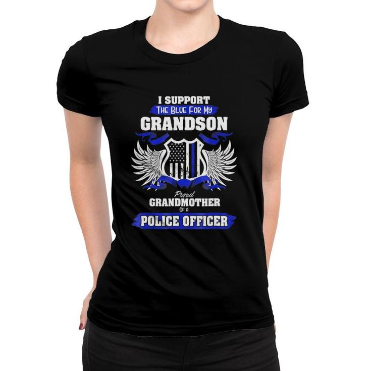I Support The Blue-Police Officer Grandmother Gifts Women T-shirt