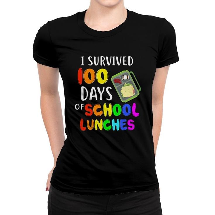 I Survived 100 Days Kindergarten School Lunches Women T-shirt