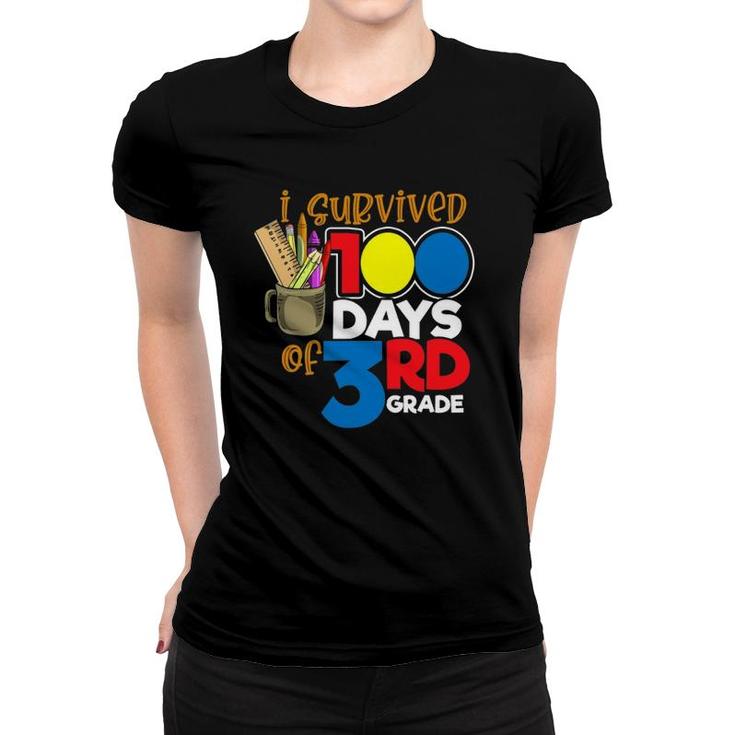 I Survived 100 Days Of 3Rd Grade Funny 100 Days Of School Women T-shirt