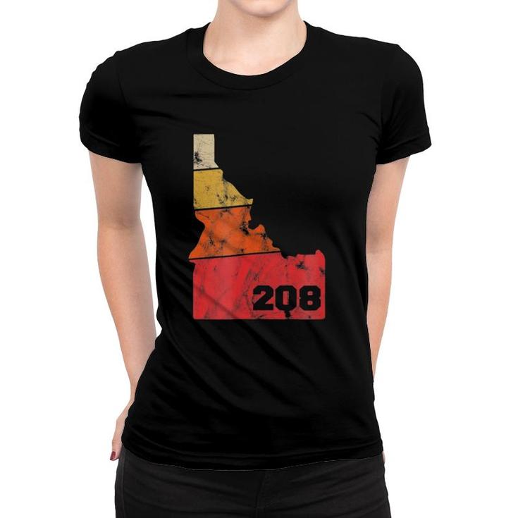 Idaho Retro Local Map Heart Area Code 208 Ver2 Women T-shirt