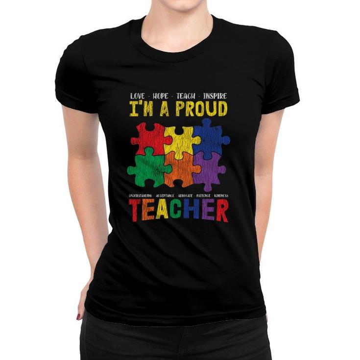I'm A Proud Teacher Students Autistic Kids Autism Awareness Women T-shirt