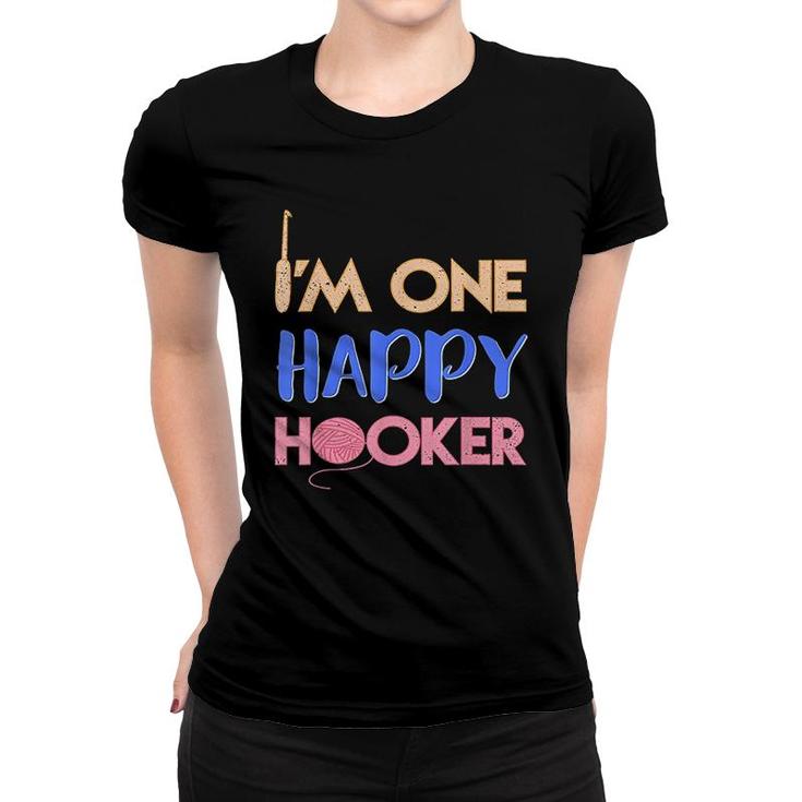 Im One Happy Hooker Funny Crochet Women T-shirt