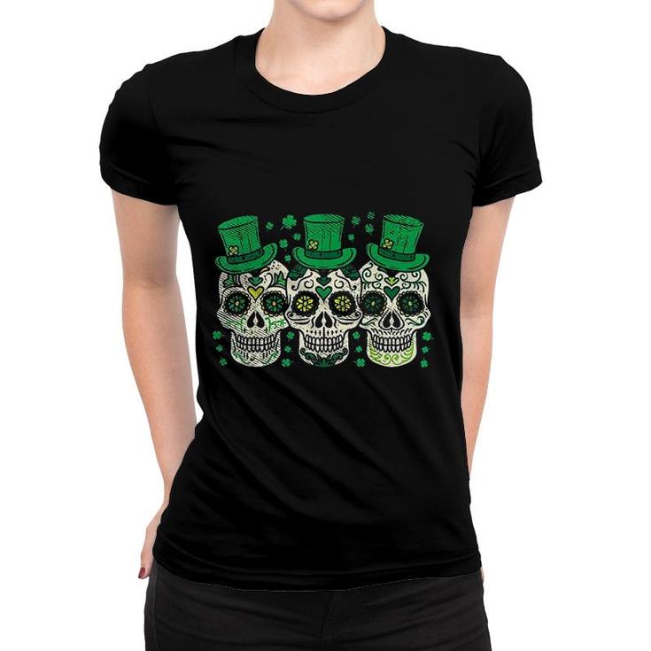 Irish Mexican Sugar Skull Leprechauns Cool St Patricks Day Women T-shirt