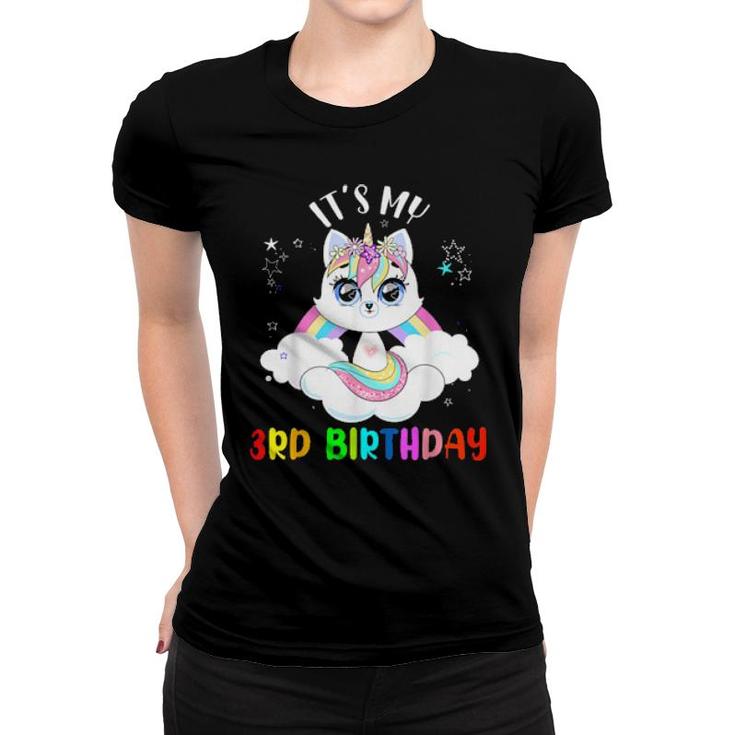 It's My 3Rd Birthday Cute Rainbow Unicorn Cat Toddler  Women T-shirt
