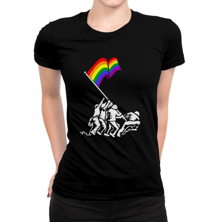 Iwo Jima Pride Flag Gift Lgbt Rights For Military Soldiers Women T-shirt