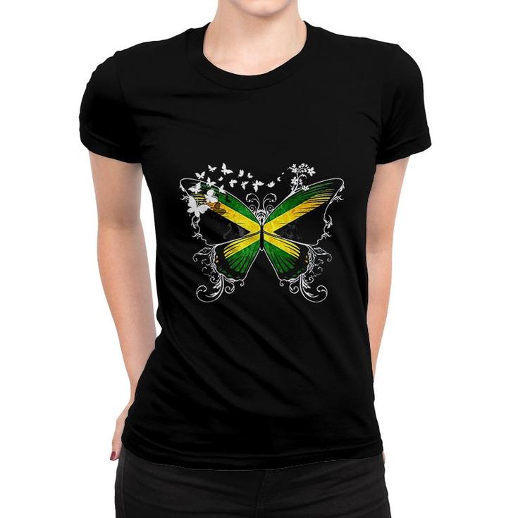 Jamaica Flag Butterfly Women T-shirt