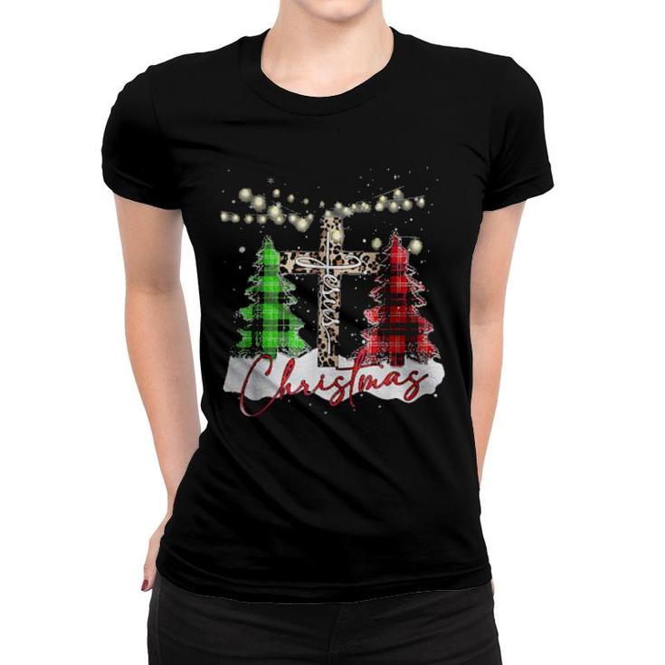 Women's Christmas Cold Shoulder Top - Buffalo Plaid Leopard Criss Cross Off Shoulder Blouse, Long Sleeve