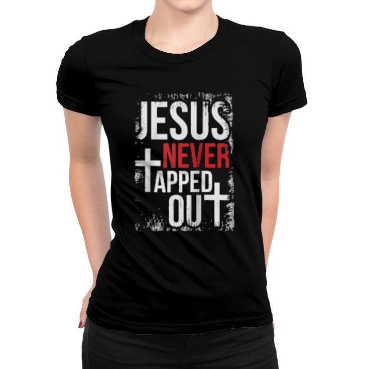 Jesus Never Tapped Out Christian Wrestling Faith Christian  Women T-shirt