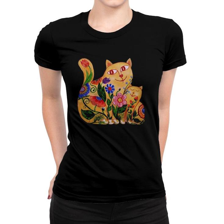 Joy Of Being Together Two Cute Cats Mother And Child Women T-shirt