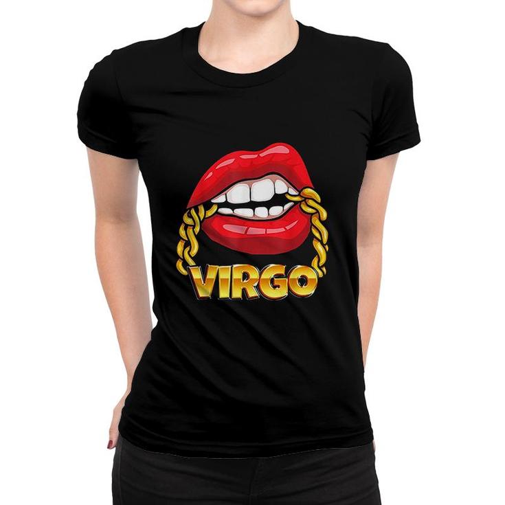 Juicy Lips Gold Chain Virgo Zodiac Sign Women T-shirt
