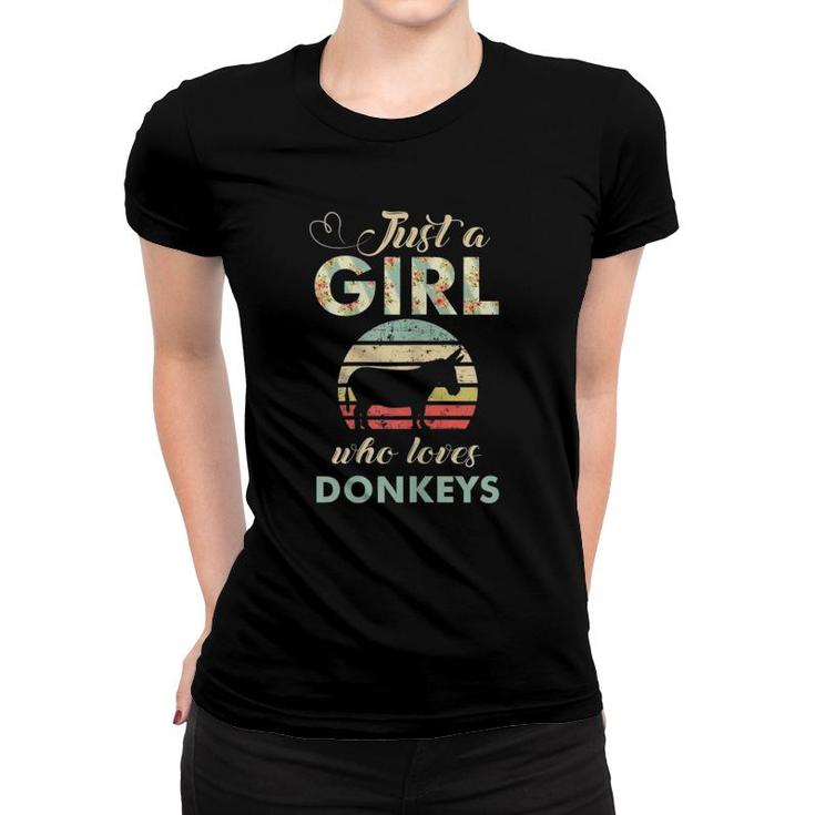Just A Girl Who Loves Donkeys Retro Vintage Donkey Gift Women T-shirt