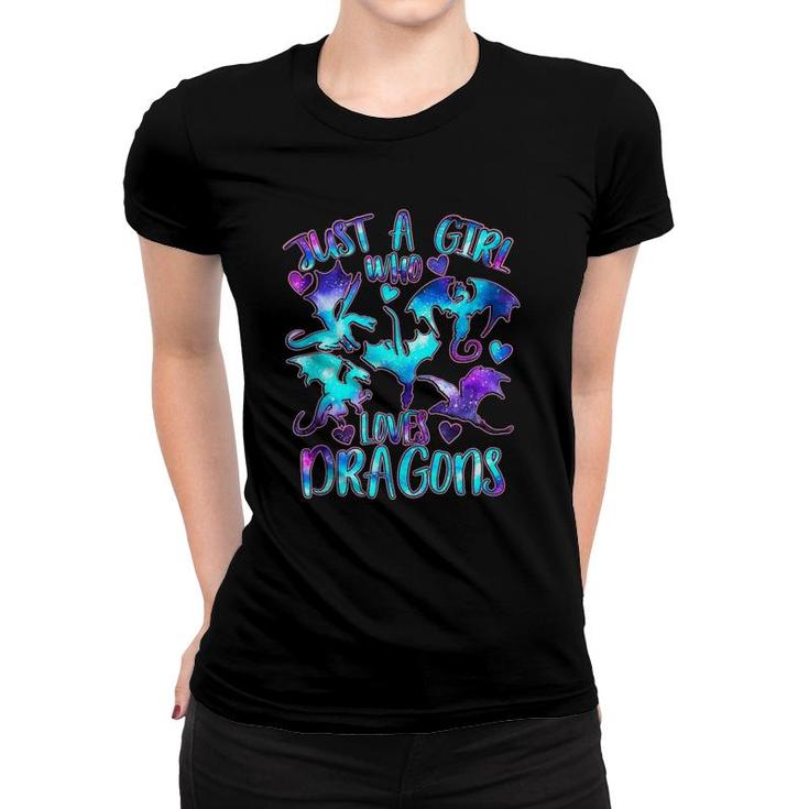 Just A Girl Who Loves Dragons Galaxy Dragon Lover Girls Women T-shirt