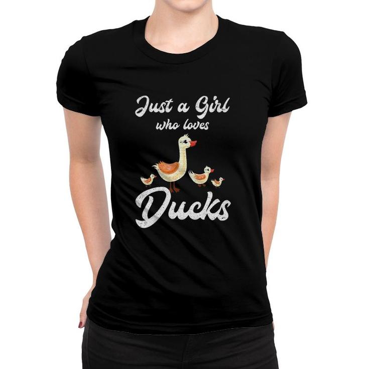 Just A Girl Who Loves Ducks Cute Animal Bird Goose Women T-shirt