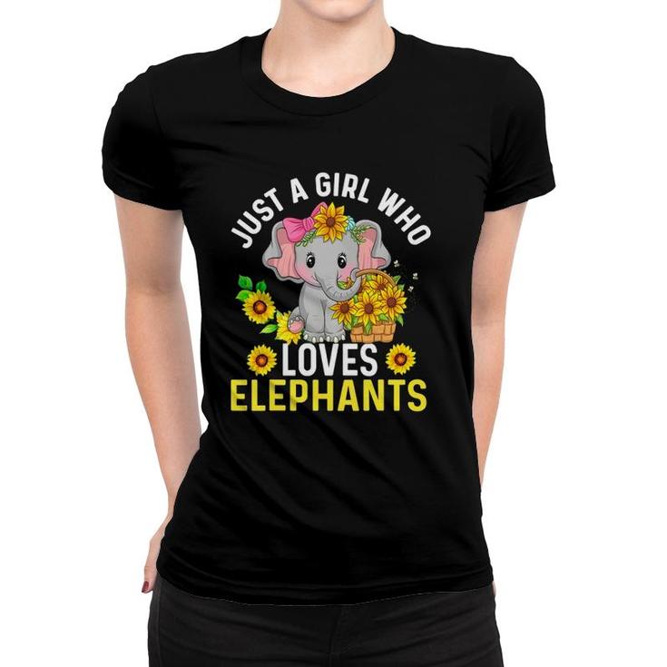 Just A Girl Who Loves Elephants And Sunflowers Lover Women T-shirt