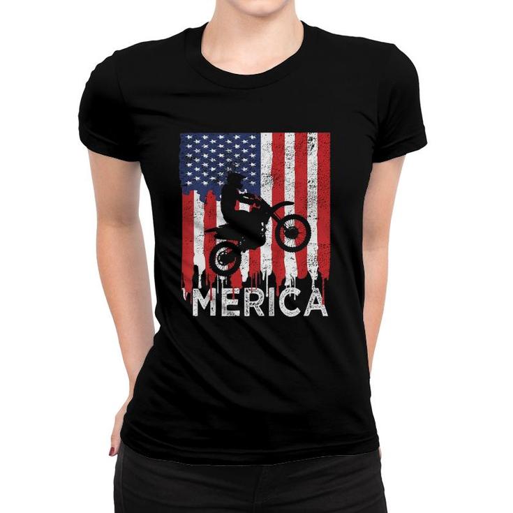 Kids Dirt Bike 'Merica American Flag 4Th Of July Boys Vintage Women T-shirt